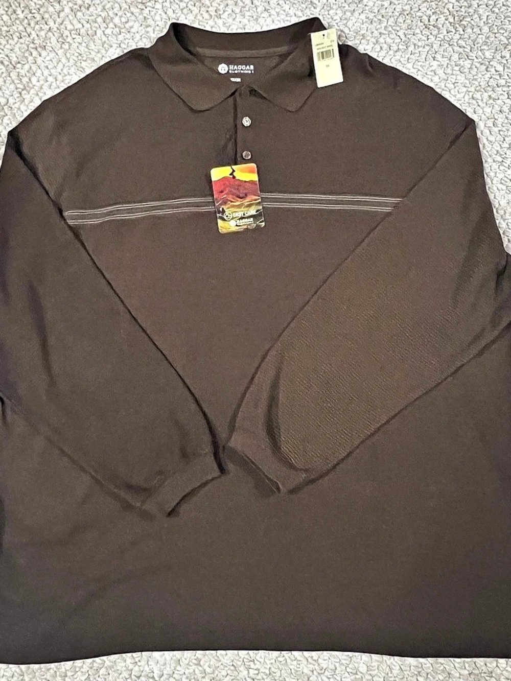 Haggar Men's Brown Striped Polo Size 3X/3X NWT